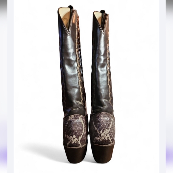 New Women’s Dark Brown Texas Brand Cowboy Boots Leather Style 4791 Size 5 M USA - Picture 4 of 8